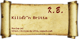 Kilián Britta névjegykártya